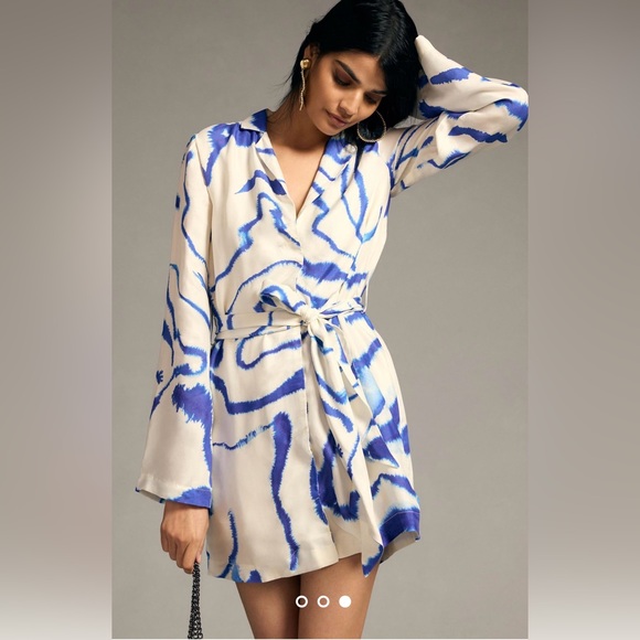 SOVERE V-Neck Wrap Dress In Blue Tide (Bought at Anthropologie) - Picture 7 of 15